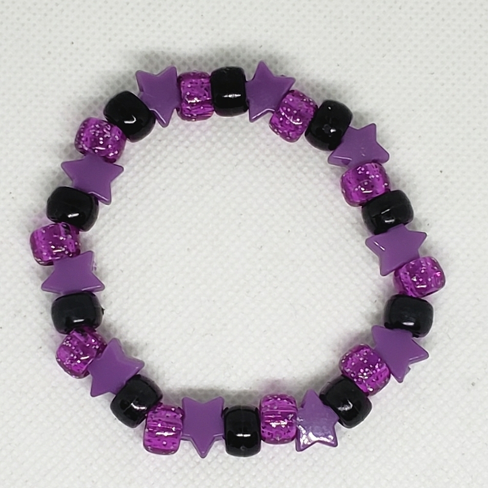 Handmade Purple Glitter Star Kandi Bracelet